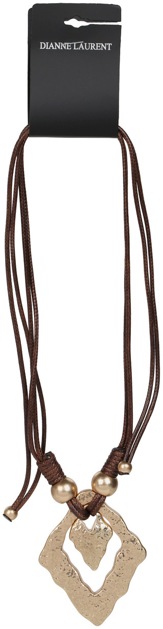 Thumbnail 1: Dianne Laurent  Gold Sculpted Pendant Cord Necklace  