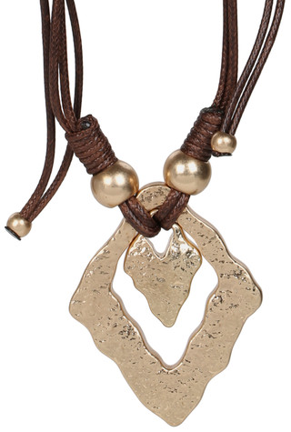 Thumbnail 2: Dianne Laurent  Gold Sculpted Pendant Cord Necklace  