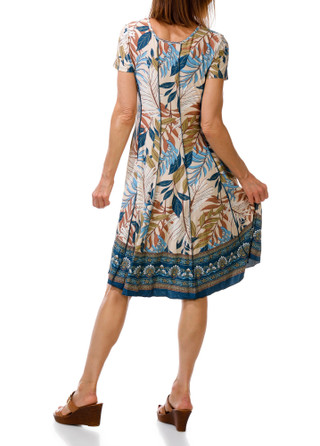 Thumbnail 2: Sami & Jo Women's Scoop Neck Palm Leaf Print Dress 