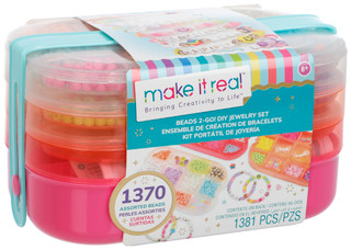 Thumbnail 1: Make It Real 1381 Pc Beads 2-Go DIY Jewelry Set 