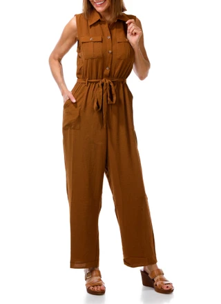 Thumbnail 1: Pie In The Sky Women's Sleeveless Tie Waist Jumpsuit 