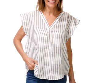 Thumbnail 1: Cece Women's V-Neck Striped Top  