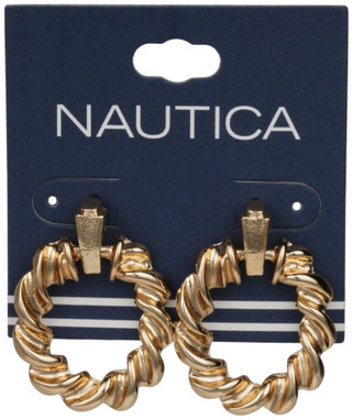 Thumbnail 1: Nautica Chunky Twisted Hoop Earrings 