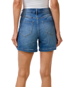 Thumbnail 3: Nicole Miller Women's Perfection SOHO Highrise Denim Shorts w/ Side Slit 
