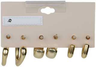 Thumbnail 2: Nautica 3 Pk Chunky Gold Tone Hoop Earrings 