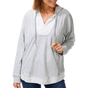 Thumbnail 1: Ninety Clothing Company Women's Long Sleeve Pull Over Hoodie V-neck 