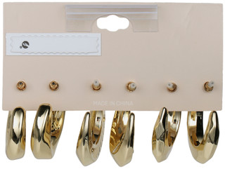 Thumbnail 2: Nautica 3 Pk Gold Tone Hoop Earring Set 