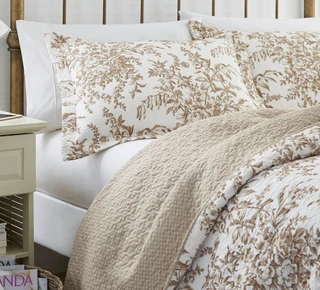 Thumbnail 5: Laura Ashley Laura Ashley Bedford Brown Twin Quilt and Sham Set 