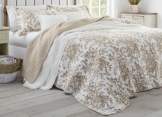 Thumbnail 1: Laura Ashley Laura Ashley Bedford Brown Twin Quilt and Sham Set 