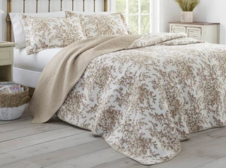 Thumbnail 2: Laura Ashley Laura Ashley Bedford Brown Twin Quilt and Sham Set 