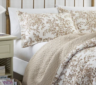 Thumbnail 3: Laura Ashley Laura Ashley Bedford Brown Full/Queen Quilt and Sham Set 