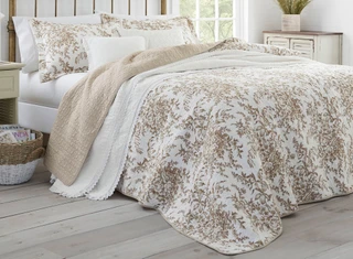 Thumbnail 1: Laura Ashley Laura Ashley Bedford Brown Full/Queen Quilt and Sham Set 