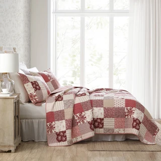 Thumbnail 1: Laura Ashley Celina Patchwork Cotton Reversible Quilt Set 