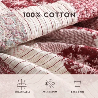 Thumbnail 8: Laura Ashley Celina Patchwork Cotton Reversible Quilt Set 