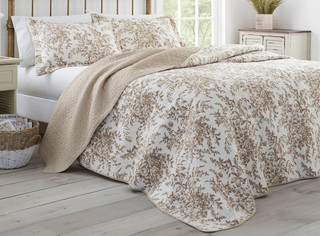 Thumbnail 2: Laura Ashley Laura Ashley Bedford Brown King Quilt and Sham Set 