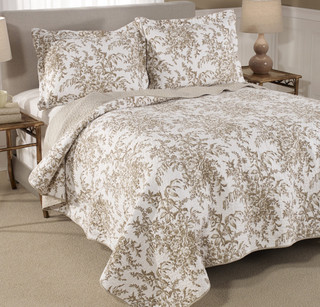 Thumbnail 4: Laura Ashley Laura Ashley Bedford Brown King Quilt and Sham Set 