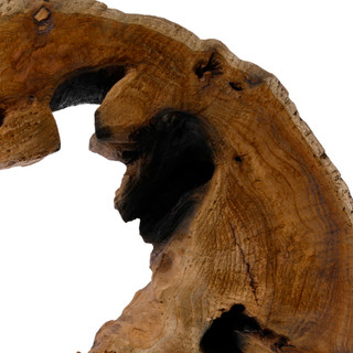 Thumbnail 3: Contrast Teak Wood Wheel Sculpture on Stand 