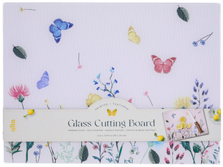 Thumbnail 1: DIAMOND HOME Frosted Glass Cutting Board with Anti-Slip Feet 