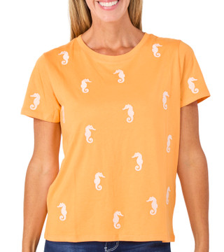 Thumbnail 1: Philosophy Women's Short Sleeve Seahorse Knit Top 