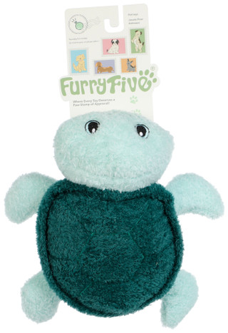 Thumbnail 1: Furry Five 11-Inch Turtle Plush Dog Toy with Squeaker 