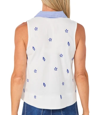 Thumbnail 2: Philosophy Women's Sleeveless Split Neck Embroidered Top 