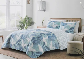 Thumbnail 1: Coastal Living Heron Lake Reversible Quilt Set 