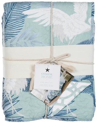 Thumbnail 5: Coastal Living Heron Lake Reversible Quilt Set 