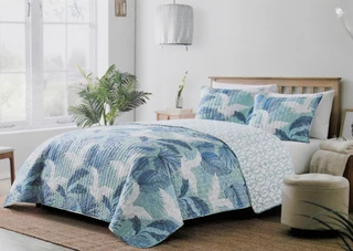 Thumbnail 2: Coastal Living Heron Lake Reversible Quilt Set 
