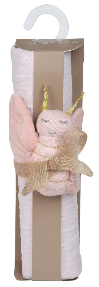 Thumbnail 1: Chick Pea Baby 2-Piece Muslin Blanket & Rattle Set 