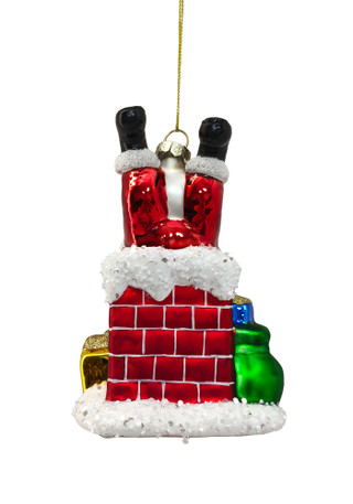 Thumbnail 2: Magical Season Glass Santa in Chimney Ornament 