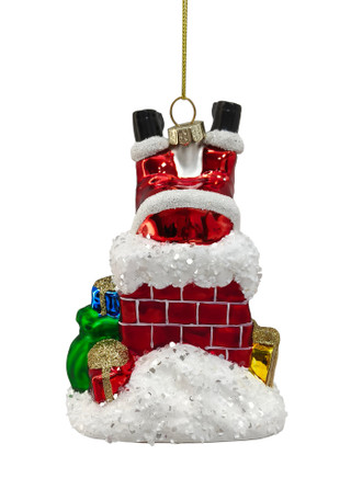Thumbnail 1: Magical Season Glass Santa in Chimney Ornament 
