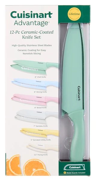 Thumbnail 1: CUISINART 12-Piece Ceramic-Coated Knife Set 