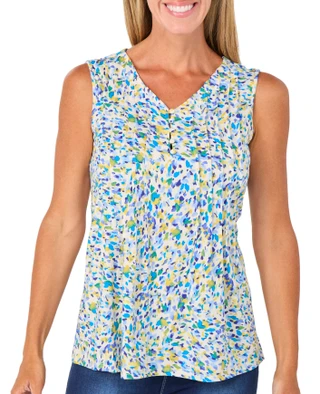 Thumbnail 1: Vera Rose Women's Sleeveless V-Neck Pleated Top 