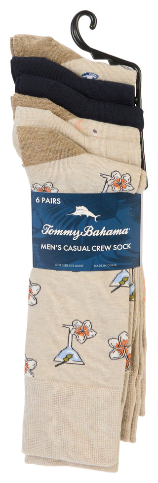 Thumbnail 1: TOMMY BAHAMA Men's 6-Pair Casual Crew Socks 