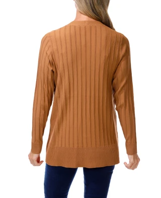 Thumbnail 2: RIO & RIAN Women's Solid Ribbed Open Front Cardigan  
