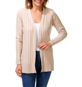 Thumbnail 1: RIO & RIAN Women's Solid Ribbed Open Front Cardigan  