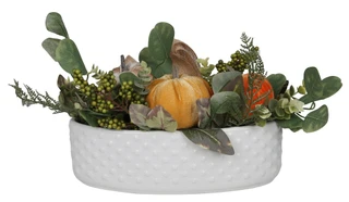 Thumbnail 1: 12 in Harvest Velvet Pumpkins & Faux Berry Foliage Decor 