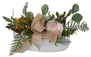 Thumbnail 3: 12 in Harvest Velvet Pumpkins & Faux Berry Foliage Decor 
