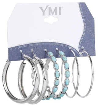 Thumbnail 2: YMI 3 Pk Hoop Earrings Set 