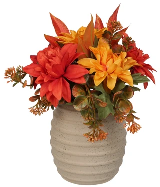 Thumbnail 1: 9 in Harvest Faux Yellow & Orange Gladiolas in Pot Decor 