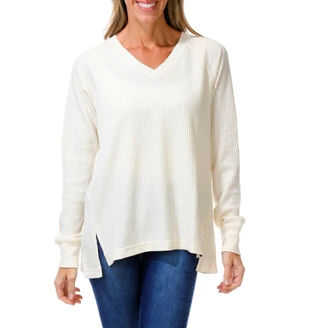 Thumbnail 1: Lands' End Women's Long Sleeve V-Neck Top 