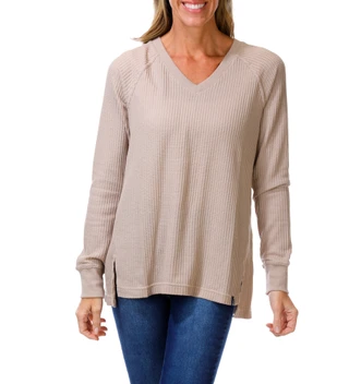 Thumbnail 1: Lands' End Women's Long Sleeve V-Neck Top 