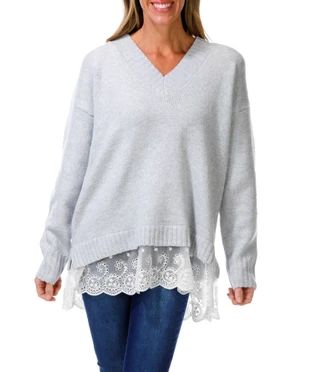 Thumbnail 1: Riley & Rae Women's Cozy Knit V-Neck Sweater  
