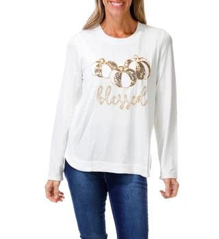 Thumbnail 1: Kiss & Fly Women's Sequin Long Sleeve Top 