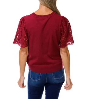 Thumbnail 2: Nanette Lepore Women's Eyelet Sleeve Sweater Top 