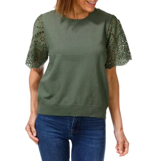 Thumbnail 1: Nanette Lepore Women's Eyelet Sleeve Sweater Top 
