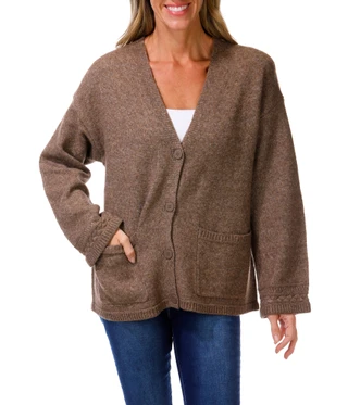Thumbnail 1: MAX STUDIO Women's Solid Cozy Button Front Sweater  