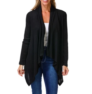 Thumbnail 1: BOBEAU Women's Solid Open Front Cardigan  