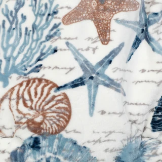 Thumbnail 2: WATERFRONT 50x70 Coastal Sealife Printed Velvet Plush Throw Blanket 