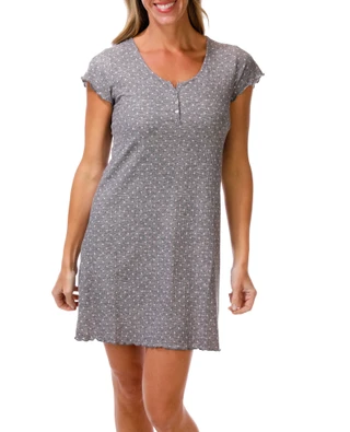 Thumbnail 1: Laura Ashley Women's Short Sleeve Henley Nightgown 